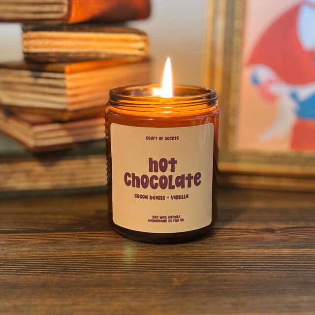 Hot Chocolate Scented Soy Candle Hand-Poured 8Oz Glass Jar, Retro Candle - image 1
