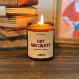 Hot Chocolate Scented Soy Candle Hand-Poured 8Oz Glass Jar, Retro Candle - thumbnail 1