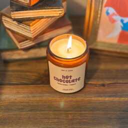 Hot Chocolate Scented Soy Candle Hand-Poured 8Oz Glass Jar, Retro Candle - thumbnail 2