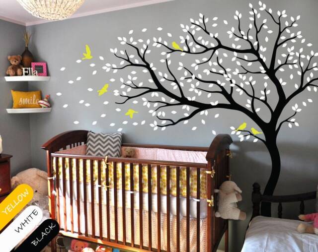 Huge Tree Wall Decal With Birds & Leaves For Nursery Or Kids Room - image 1