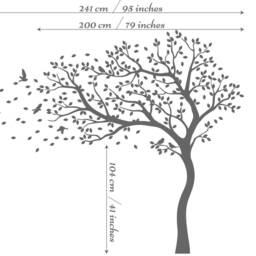 Huge Tree Wall Decal With Birds & Leaves For Nursery Or Kids Room - thumbnail 2