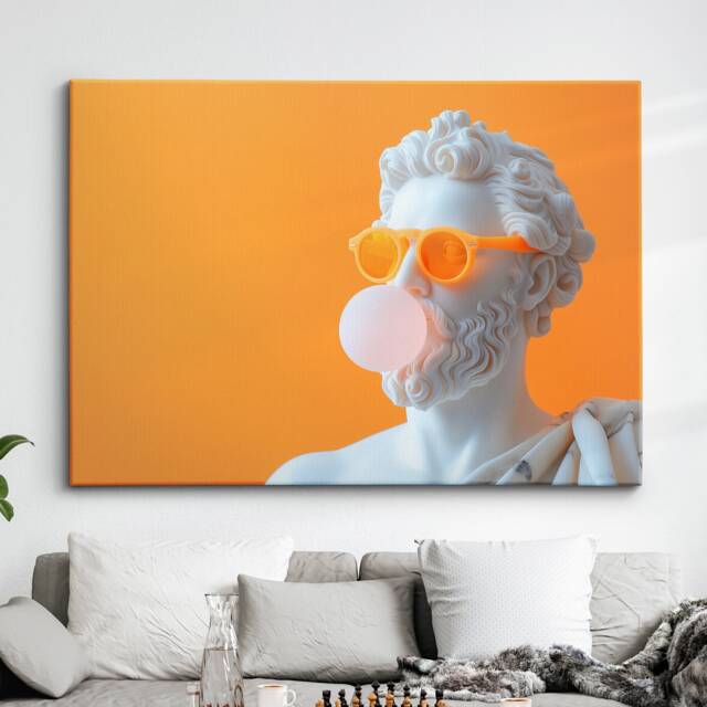 Roman Marble Statue Chewing Gum Landscape Abstract Oil Painting Framed Poster Print Canvas Wall Decor Art Bedroom Home Interior Gift - image 1