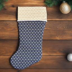 Rifle Paper Co Vintage Garden Emma in Navy Metallic Fabric Christmas Stocking