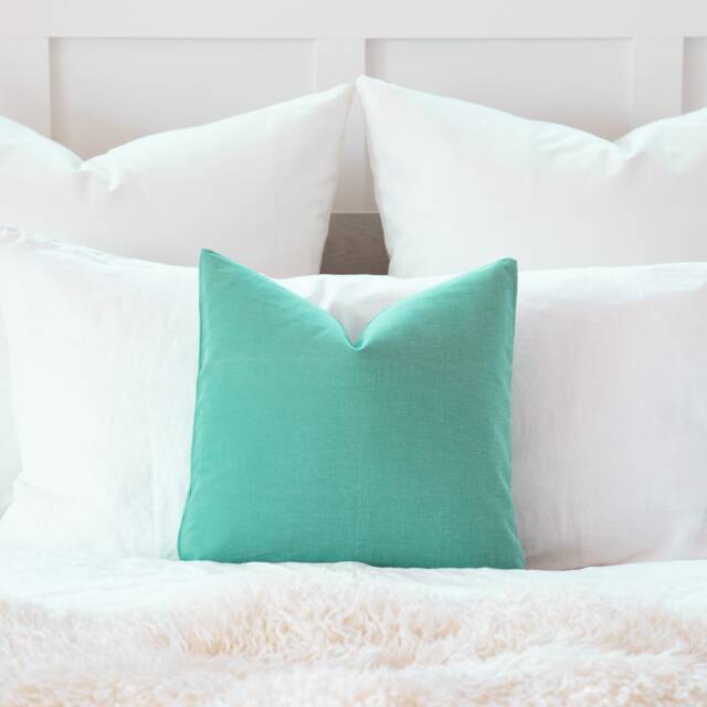 Seafoam Green Cotton Pillow Cover, Oblong Lumbar Or Euro Sham - image 1