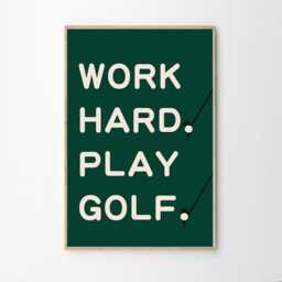Work Hard Play Golf Art Canvas Poster, Trendy Wall Art, Typography Aesthetic Decor, Retro Home Printed Gift - thumbnail 2
