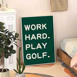 Work Hard Play Golf Art Canvas Poster, Trendy Wall Art, Typography Aesthetic Decor, Retro Home Printed Gift - thumbnail 3