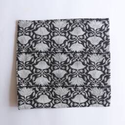 Black & White Blockprint Cushion, Square Handmade Cushion, Cotton Cushion Cover, Floral Made in India - thumbnail 3