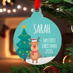 Personalised My First Christmas Ornament, Babys Christmas, 1st New Baby Gift, Bauble, With Red Bag - thumbnail 2