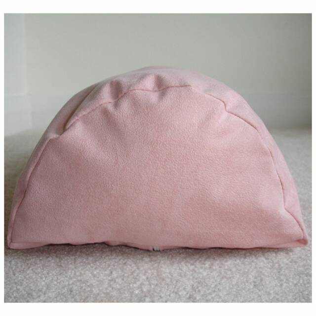 "Half Moon Bolster Cover Pink Plain Faux Suede Microsuede Block Solid Colour 18""x8""x4.5" - image 1