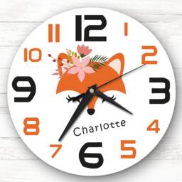 Kids Room Cute Fox Face Custom Gift Personalised Clock - thumbnail 1