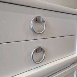 stunning, Very Large Curved Sideboard, By Nathan in Brilliant White On Silver Hairpin Legs - thumbnail 4