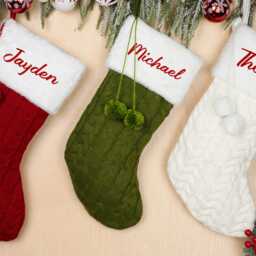 Personalized Knit Christmas Stocking With Pom - thumbnail 3
