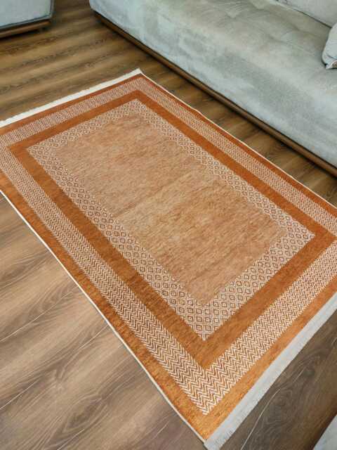 Rustic Brown Area Rug Washable Geometric Farmhouse Decor - image 1