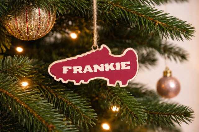 Personalised Football Boot Christmas Ornament Etched Wood Decoration - image 1