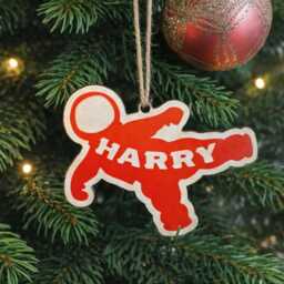Personalised Football Boot Christmas Ornament Etched Wood Decoration - thumbnail 3