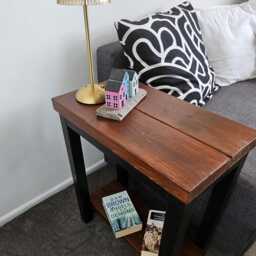 Reclaimed Wood End Table Dark Oak Sofa Side Table Rustic Coffee Narrow Bookshelf - thumbnail 2