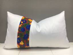 Floral Ikat Lumbar Pillow Cover, Handwoven Silk Accent - 12x20 - thumbnail 1