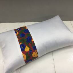 Floral Ikat Lumbar Pillow Cover, Handwoven Silk Accent - 12x20 - thumbnail 4