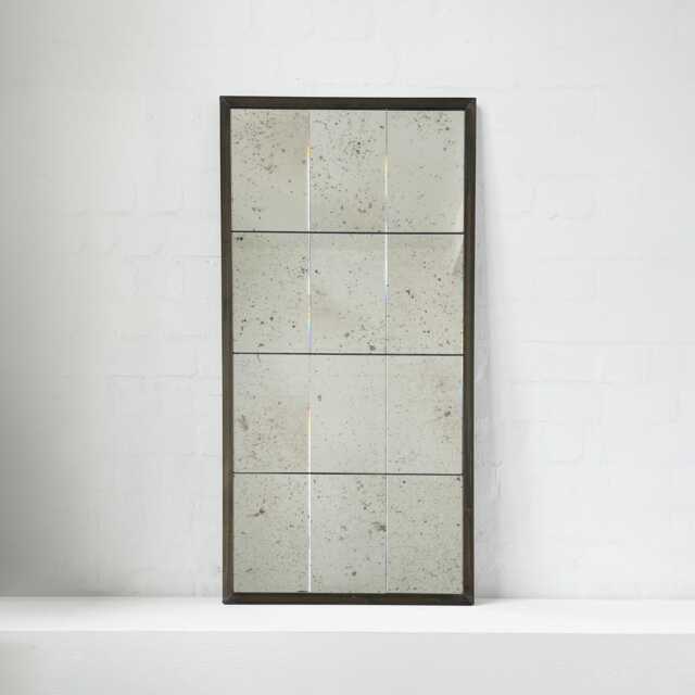 Quadris Rectangular Antiqued Panelled Mirror With Bronze Patina Frame - image 1