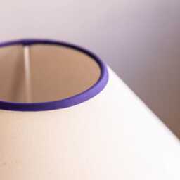 Handcrafted Ceramic Table Lamp, A Lighting & Decorative Item. Terracotta Base White Shade With Purple Trim - thumbnail 3