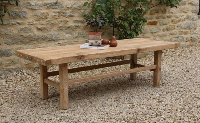 French Modern Rustic Oak Coffee Table - image 1