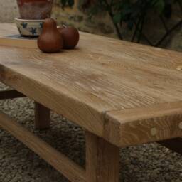 French Modern Rustic Oak Coffee Table - thumbnail 4