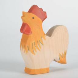 Adorable Wooden Rooster Toy - Waldorf & Montessori Inspired Eco-Friendly Animal Handcrafted Organic Wood Handmade Toys For Kids - thumbnail 3