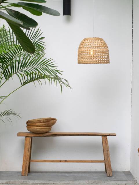 Handwoven Bamboo Pendant Light - Hill Tribe Basket Lampshade - image 1