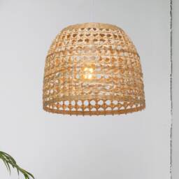 Handwoven Bamboo Pendant Light - Hill Tribe Basket Lampshade - thumbnail 2