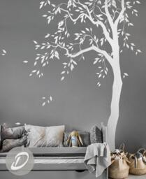 White Tree Decal Large Nursery Tree Vinyl Wall Art Wall Mural Sticker Kids Room Decor Nature Tattoo Am041 - thumbnail 1