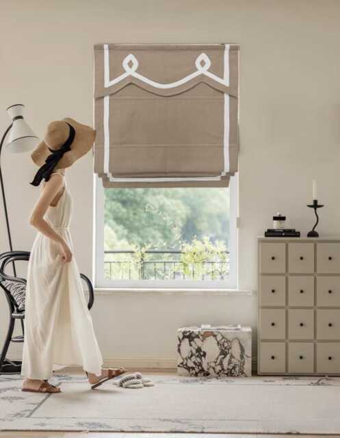 85 Colors Custom Roman Shades With Valance, Shade With Chain System, Window Blind, Window Treatment, Cotton Blend Roman Blind Border Trim - image 1
