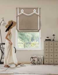 85 Colors Custom Roman Shades With Valance, Shade With Chain System, Window Blind, Window Treatment, Cotton Blend Roman Blind Border Trim