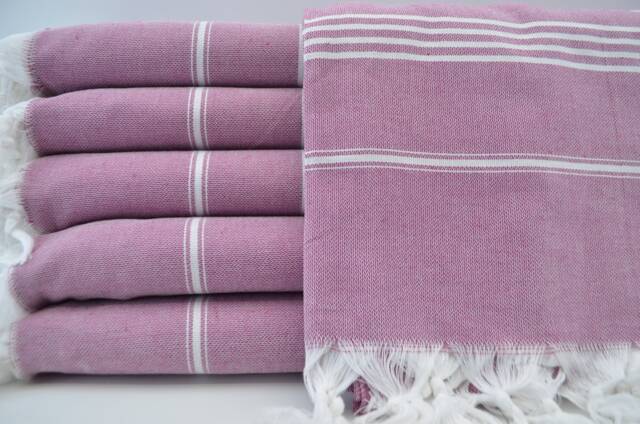 "Bed Rug, Turkish Blanket, Striped Blanket, Violet Color Blanket, Turkish Throw, 65""x91" - image 1