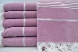 "Bed Rug, Turkish Blanket, Striped Blanket, Violet Color Blanket, Turkish Throw, 65""x91"