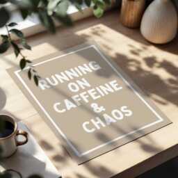 Running On Caffeine & Chaos Art Print Funny Kitchen Quote - thumbnail 2