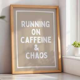 Running On Caffeine & Chaos Art Print Funny Kitchen Quote - thumbnail 3