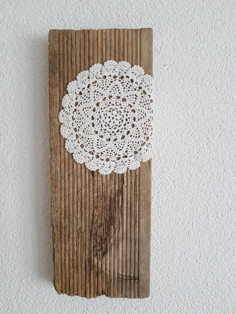 Lace Driftwood Wall Art, Crochet Lace - image 1