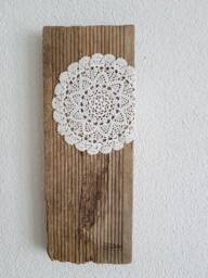Lace Driftwood Wall Art, Crochet Lace - thumbnail 1