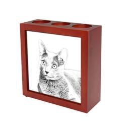 Russian Blue - Wooden Stand For Candles/Pens With The Image Of A Cat New Collection - thumbnail 1
