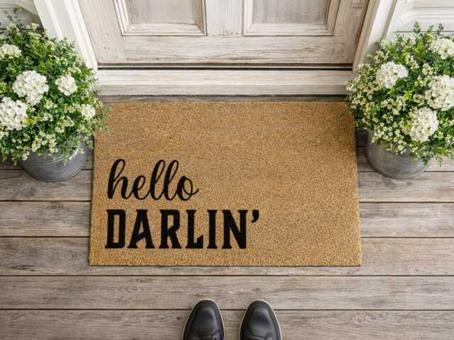 Hello Darlin Country Gift - Durable Outdoor Welcome Mat Rustic Ranch D??cor - image 1