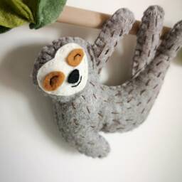 Felt Sloth Wall Hanging, Hanging Decor, Nursery Ideas, Safari Theme Bedroom Kids Room Baby Shower Gift - thumbnail 2