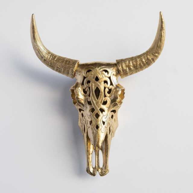 Faux Taxidermy Decorative Carved Bison Skull - Wall Decor Gold Cbi0808 - image 1