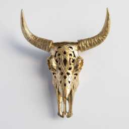 Faux Taxidermy Decorative Carved Bison Skull - Wall Decor Gold Cbi0808 - thumbnail 1