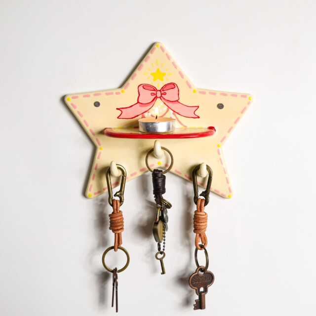 Custom Ceramic Bowtie Wall Key Holder Personalized Star Fantasy Tealight Sconce Handpainted Entryway Organizer Dreamy Handmade Home Decor - image 1