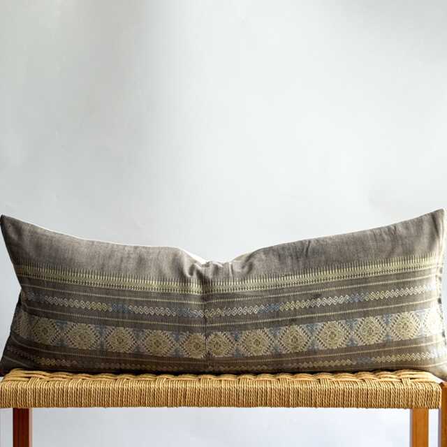 Vintage Hmong Hemp Pillow Handwoven Tribal Textile, Navy Batik - image 1