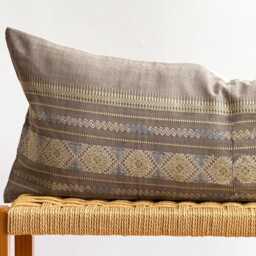 Vintage Hmong Hemp Pillow Handwoven Tribal Textile, Navy Batik - thumbnail 2