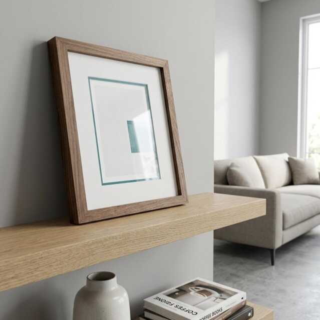 Handmade Solid Walnut Picture Frame With White Mount - Rustic Wooden Photo - image 1