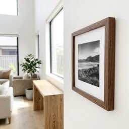Handmade Solid Walnut Picture Frame With White Mount - Rustic Wooden Photo - thumbnail 2