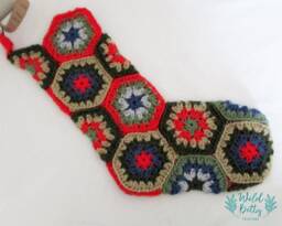Vintage Style Christmas Stocking - Retro Granny Hexagon - thumbnail 1
