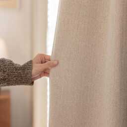 Agnor Linen Cotton Blackout Curtain With Herringbone Pattern, 4 Colors, Room Darkening Thermal For Bedroom & Livingroom, 1Pc - thumbnail 3